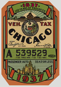 1937 Illinois Registration sticker Chicago